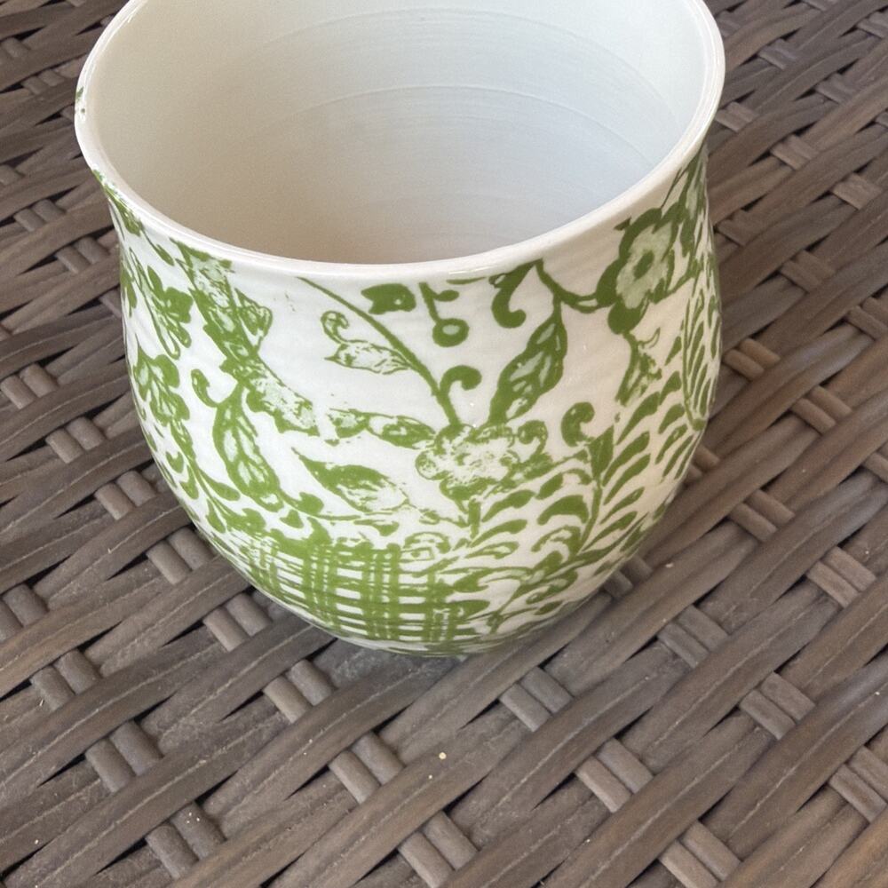 ANTHROPOLOGIE Monogram Initial "N" Coffee Tea Cup Mug HOMEGROWN Green Floral - Picture 5 of 10